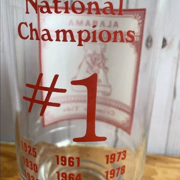 Vintage 80s University of Alabama Crimson Tide Football Championships Glass - Picture 6 of 8